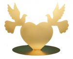 Tischaufsteller Metall  Herz mit Tauben gold